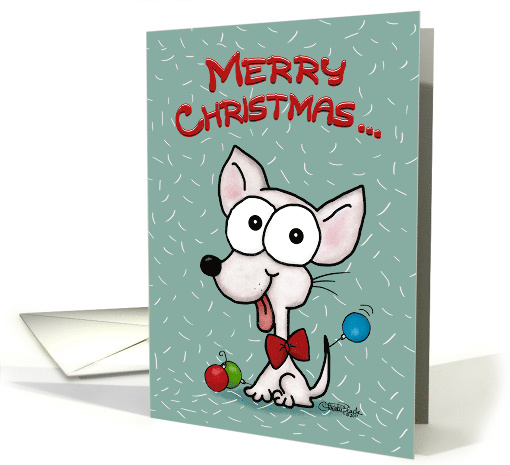 Merry Christmas Shedding White Chihuahua Dog Hair Humor card (1504912)