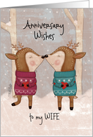 Customizable Happy Anniversary for Wife Deer Couple card