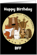 Customizable Happy Birthday to my BFF-Woodland Animal Crew card