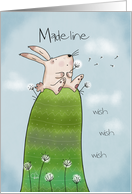 Customizable Name Happy Easter for Madeline Bunny Making Wishes card