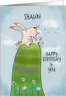 Customizable Name Happy Birthday for Shawn Somebunny Wishes card