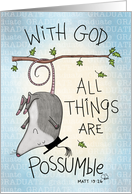 Congratulations Graduate Opossum Hanging from Tree All Things Possible card