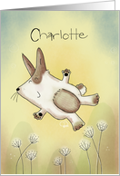 Customized Name Birthday for Charlotte Bunny Hopping Through Field card