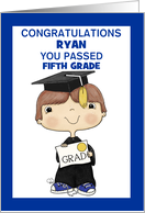 Little Graduate Boy Personalized Name and Grade Congrats You Passed card