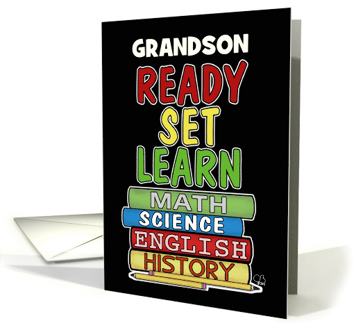 Customizable Back to School for Grandson Books and Pencils card