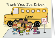 Thank You for Bus Driver Children and Bus at Bus Stop card