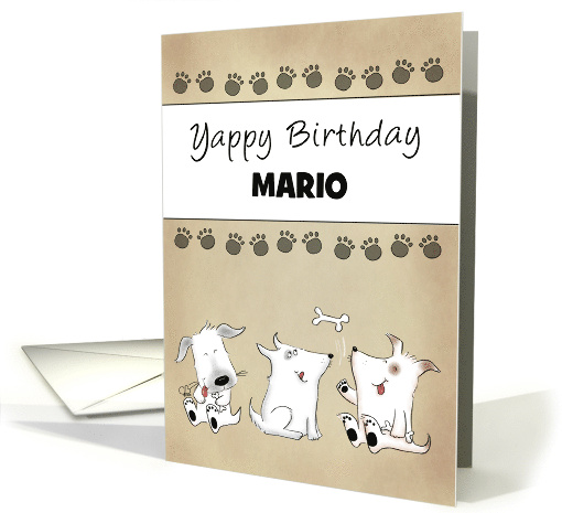 Customizable Name Happy Birthay for Mario Yappy Dog Trio card