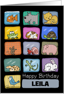 Customizable Name Happy Birthday for Leila Animal Display card