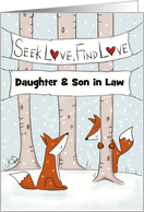 Customizable Happy Anniversary Daughter Son in Law Fox Hide n Seek card