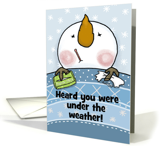 Customizable Get Well Feel Better for the Holidays Snowman in Bed card