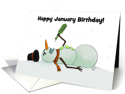 Customizable Happy January Birthday Margarita Snowman... (1553838)