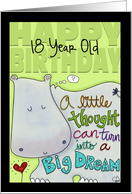 Customizable Age Happy 18th Birthday Hippo Big Dreams card