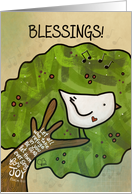 Happy Birthday Blessings Dove in Tree Psalm 5 Scripture Blessings card