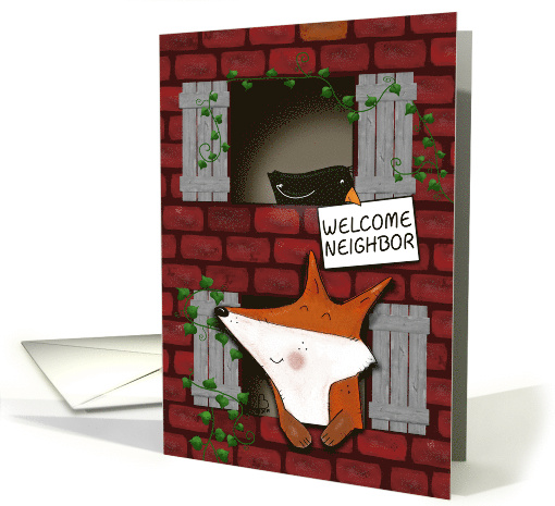 Welcome to the Neighborhood Fox and Crow Look Out Windows card