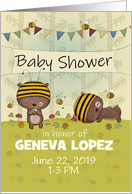 Customizable Baby Shower Invitation Bear and Bees Woodland Theme card