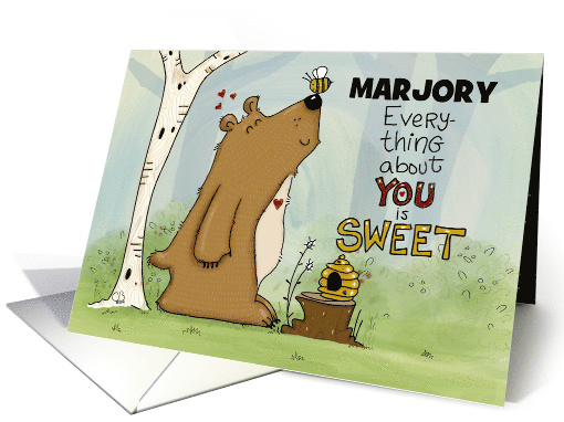 Customizable Name Happy Birthday Marjory Bear with Bee... (1569874)