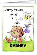 Customizable Name Sorry to See You Go Sydney Ladybug Traveler card