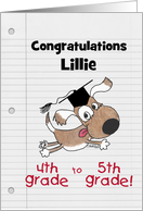 Personalized Congratulations on Graduating Fourth Grade Dog with Cap card