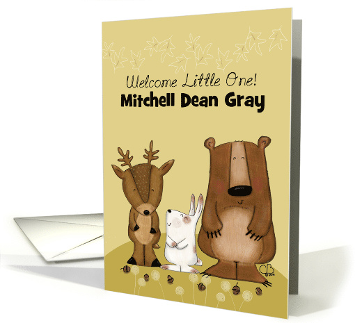 Customizable Name Welcome Baby Congratulations Bear Deer Bunny card