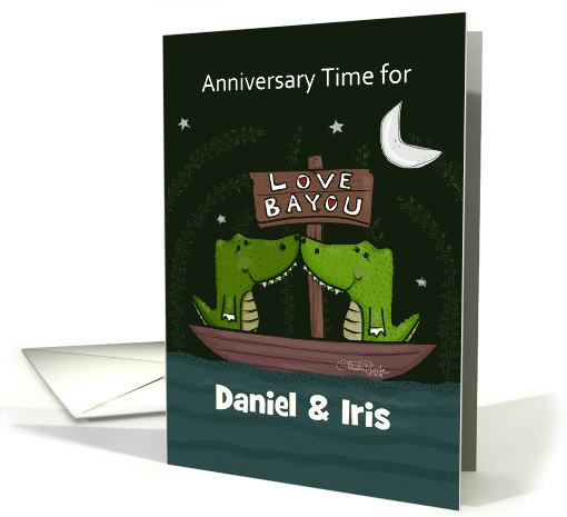 Customizable Names Anniversary Daniel Iris Love Bayou Alligators card