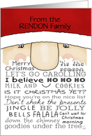 Customizable Name Christmas from the Rendon Family Santa with Words card