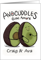 Customizable Names Anniversary Avocuddles Guac Amore Avocado Pun card