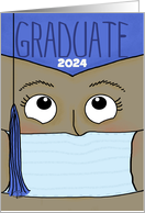 Graduation 2024 for Female Dark Skin Graduate COVID 19 Face Mask card