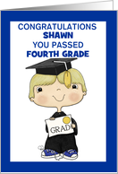 Little Blond Hair Graduate Boy Name and Grade Congrats You Passed card