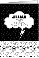 Custom Name Encouragement Jillian Storm Cloud with Birds Pattern card