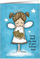 Sorry About the Loss of Your Pet Dog Angel Holding Dog card