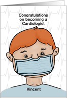 Customizable Congratulations Becoming a Cardiologist Red Haired Male card