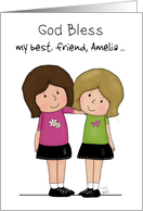 Customizable Happy Birthday Best Friend Two Girls Arm in Arm Lt Skin card