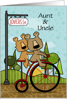 Happy Anniversary Aunt and Uncle Customized Bear Couple on Bike Ride card