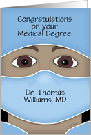 Personalized Congratulations Medical Degree Dark Skin Male with Mask card