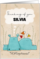 Customizable Thinking of You Silvia Cartoon Hippo Hope card