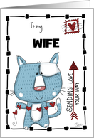 Customizable Happy Anniversary for Wife Cat Sending Love Your Way card
