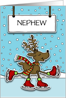 Customizable Ice Skating Deer Merry Christmas for Nephew card