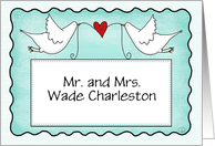 Two Doves with Sign Congratulations Wedding Customizable Names card