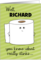 Toilet Paper Belated Happy Birthday Customizable for Richard card