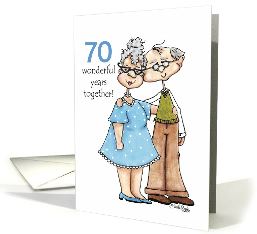 Growing Old Together Customizable 70th Anniversary Old Couple card