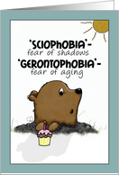 Happy Birthday on Groundhog Day Phobias Scared Groundhog card