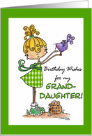 Little Girl with Bird-Birthday granddaughter card