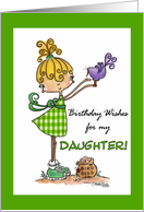 Little Girl with Bird-Birthday daughter card