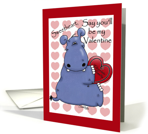 Happy Valentine's Day for Sweetheart Hippo with Boxed Chocolates card