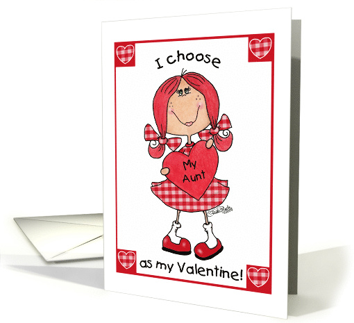 Happy Valentine's Day for Aunt Red Haired Girl card (349525)