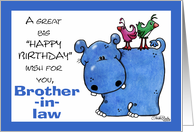 Hippo Back Ride-Birthday Brother-in-law card