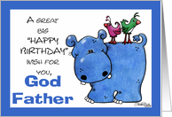 Hippo Back Ride-Birthday Godfather card