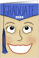 Customizable Happy Graduation 2024 for Female Graduate Up-close Face card