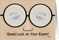 Customizable Good Luck on Your Exam Face with Glasses card