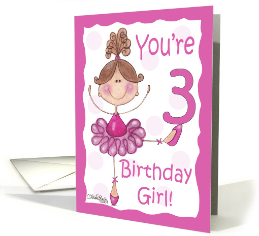 Cute Ballerina 3rd Birthday Birthday Girl card (405869)